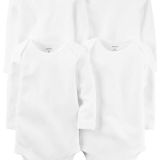 4-Pack Long Sleeve Bodysuit White