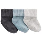 3-Pack Foldover Booties Blue