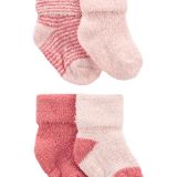 4-Pack Foldover Chenille Booties