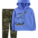 Blue Dino Hoodie Set
